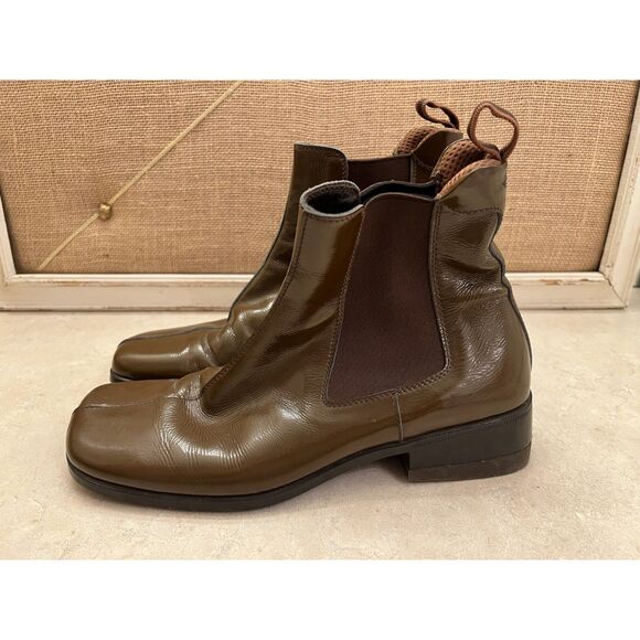 MIU MIU by Prada - Brown Patent Chelsea Leather Boots, Size 7 main image 7